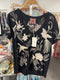 Johnny Was FRANKIE Everyday Tee Shirt Black Cotton Embroidery V Neck T Shirt New