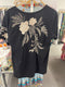 Johnny Was FRANKIE Everyday Tee Shirt Black Cotton Embroidery V Neck T Shirt New
