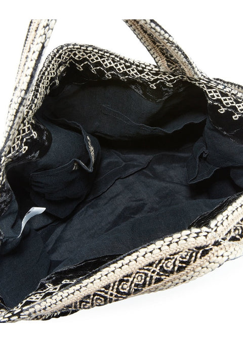 Johnny Was Othilia Black Velvet White Special Velvet Tote Bag Handbag Purse NEW
