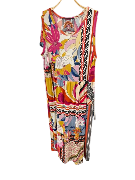 Johnny Was Rachel May Easy Fit Tank Dress Red Flowers Yellow Floral New