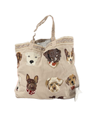 Johnny Was Casper Linen Tote Bag Dogs Ivory Handbag Pet Dog Bag New