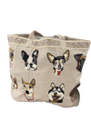 Johnny Was Casper Linen Tote Bag Dogs Ivory Handbag Pet Dog Bag New