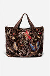 Johnny Was Embroidery Leopard BROWN Penelope Velvet Tote Bag Handbag New