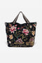 Johnny Was Maisie Linen Tote Floral Black Handbag Flowers Embroidery Bag New