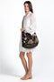 Johnny Was Maisie Linen Tote Floral Black Handbag Flowers Embroidery Bag New