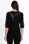 Johnny Was Soho Black Shirt Puff Sleeve Top Long Embroidery Floral NEW