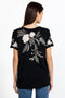 Johnny Was FRANKIE Everyday Tee Shirt Black Cotton Embroidery V Neck T Shirt New