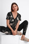 Johnny Was FRANKIE Everyday Tee Shirt Black Cotton Embroidery V Neck T Shirt New