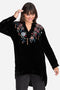 Johnny Was DENALI VELVET RELAXED TRAPUNTO TUNIC Black Embroidered Shirt Top New