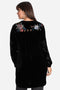 Johnny Was DENALI VELVET RELAXED TRAPUNTO TUNIC Black Embroidered Shirt Top New