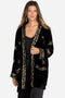 Johnny Was Aruna Velvet Smoking Jacket Embroidered Gold Sun Kimono Black NEW