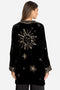 Johnny Was Aruna Velvet Smoking Jacket Embroidered Gold Sun Kimono Black NEW