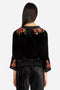 Johnny Was Zaret Bolero Women's Black Velvet Jacket embroidered Flower NEW
