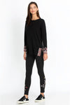 Johnny Was Embroidery Cotton Leggings Pant Penelope Black Small Legging Pants NEW