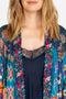 Johnny Was Hazel Kimono Long Silk Blue Multi Color XLarge Embroidery Hobo New