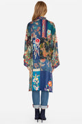 Johnny Was Hazel Kimono Long Silk Blue Multi Color XLarge Embroidery Hobo New