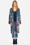 Johnny Was Hazel Kimono Long Silk Blue Multi Color XLarge Embroidery Hobo New