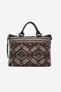 Johnny Was Molly Tote Handbag Overnight LARGE Black Denim Weekender Flower Bag NW