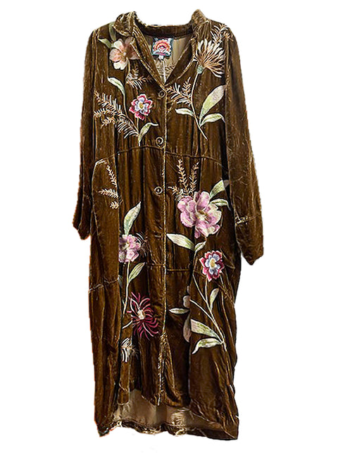 Johnny Was Meriah Relaxed Trapunto Tunic Long Sleeve Floral Golden Hour Top New