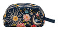Johnny Was LISSA Cotton Make Up Bag Cosmetic Case Clutch Pouch Blue NEW
