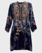 Johnny Was Bouquet Burnout Gweneth Navy Blue Dress Lined Floral Embroidery NEW