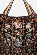 JOHNNY WAS BLACK Handbag Leigh Velvet Tote Bag Embroidery NEW