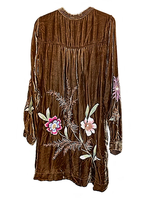 Johnny Was Meriah Relaxed Trapunto Tunic Long Sleeve Floral Golden Hour Top New