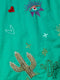 Johnny Was Monroe Tropical Tee Short Embroidery Shirt Teal Green Top Small NEW