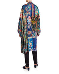 Johnny Was Hazel Kimono Long Silk Blue Multi Color XLarge Embroidery Hobo New