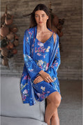 JOHNNY WAS REVIVE BLUE FLOWER SLEEP ROBE LOUNGE WEAR NEW EXTRA LARGE