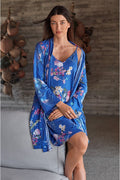 JOHNNY WAS REVIVE BLUE FLOWER SLEEP ROBE LOUNGE WEAR NEW LARGE