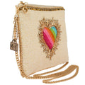 Mary Frances Love Affair Beaded Rainbow Heart Mini Crossbody Gold Handbag Bag new