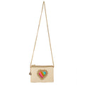 Mary Frances Love Affair Beaded Rainbow Heart Mini Crossbody Gold Handbag Bag new