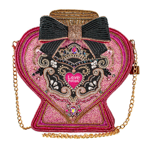 Mary Frances Love Potion Perfume Bottle Beaded Handbag Pink Black Bag Purse NEW