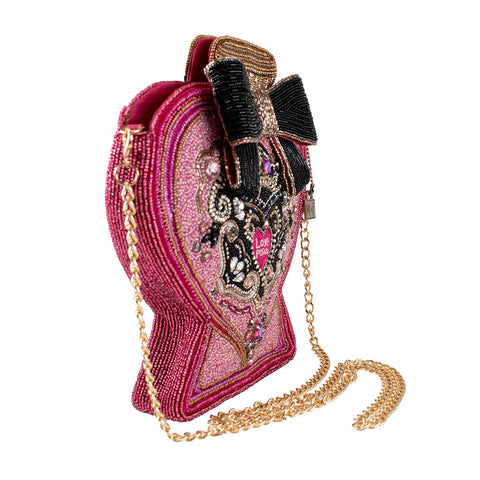 Mary Frances Love Potion Perfume Bottle Beaded Handbag Pink Black Bag Purse NEW