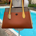 COACH Lora Carryall Bag Leather New Handbag 89086 Colorblock Ginger New