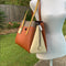 Coach Lora Carryall Bag Leather Medium Handbag Color Block Ginger Brown Purse NEW