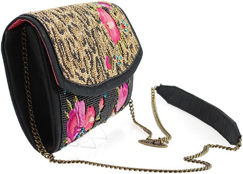 Mary Frances Gone Animal Floral Black Special Crossbody Bag Red Handbag Purse NEW