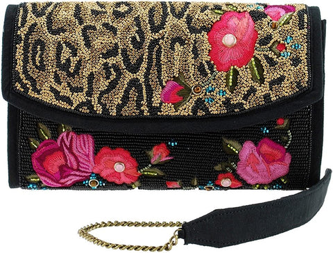 Mary Frances Gone Animal Floral Black Special Crossbody Bag Red Handbag Purse NEW