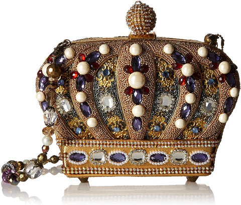 Mary Frances Queendom Crown Crossbody Gold Special Beaded Handbag Purse Bag NEW