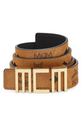 MCM Authentic Reversible Faux Leather Logo Buckle Belt Coganc Brown Black NEW