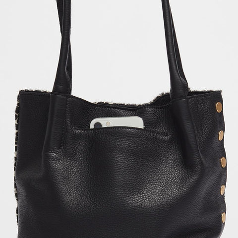 Hammitt Oliver Medium Dapple Calf Tote Purse Black White Leather Bag Handbag NEW