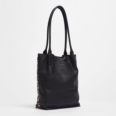 Hammitt Oliver Medium Dapple Calf Tote Purse Black White Leather Bag Handbag NEW