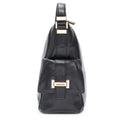 Michael Kors Marly Large Leather Shoulder Handbag Black Bag Hobo Gold Purse New
