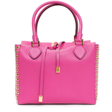 Michael Kors Collection Fuschia Pink Leather Grommet Gold Hand Bag Purse New