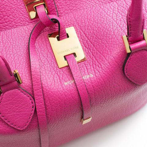 Michael Kors Collection Fuschia Pink Leather Grommet Gold Hand Bag Purse New
