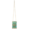 Mary Frances Moroccan Days Beaded Heart Turquoise Crossbody Phone Handbag Bag NW