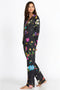 Johnny Was Zippy PJ Set Sleepwear Long Pajama Lounge Wear Black Floral XXL NEW