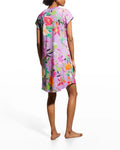 Johnny Was Goza Floral Cap Sleeve Sleep Dress Flower Butterfly Home Pink Medium NEW