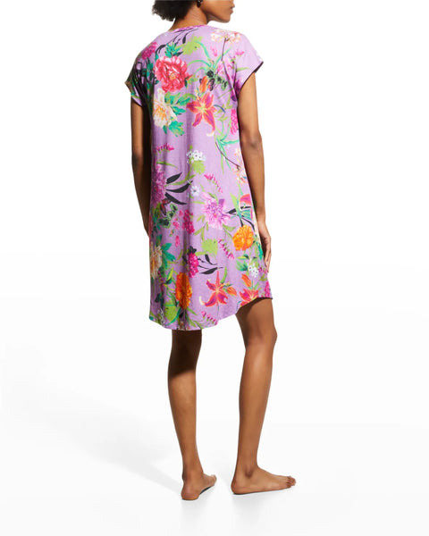 Johnny Was Goza Floral Cap Sleeve Sleep Dress Flower Butterfly Home Pink Large NEW